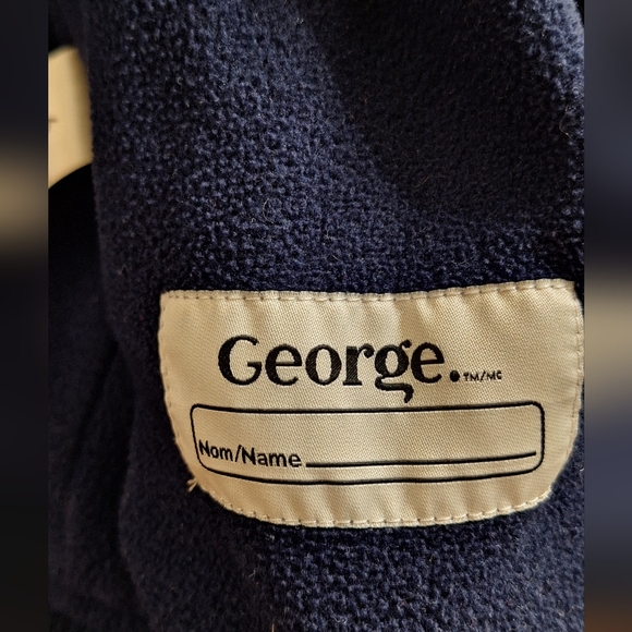 George Boys Jacket Size 6 — Navy Blue Red Stripe Hooded Windbreaker, Excellent - Picture 5 of 9